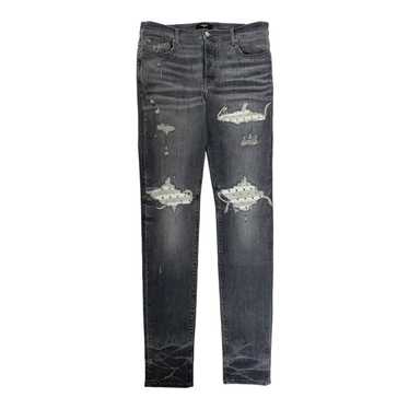 Amiri Amiri MX1 Playboy Leather Patch Jeans Grey - image 1