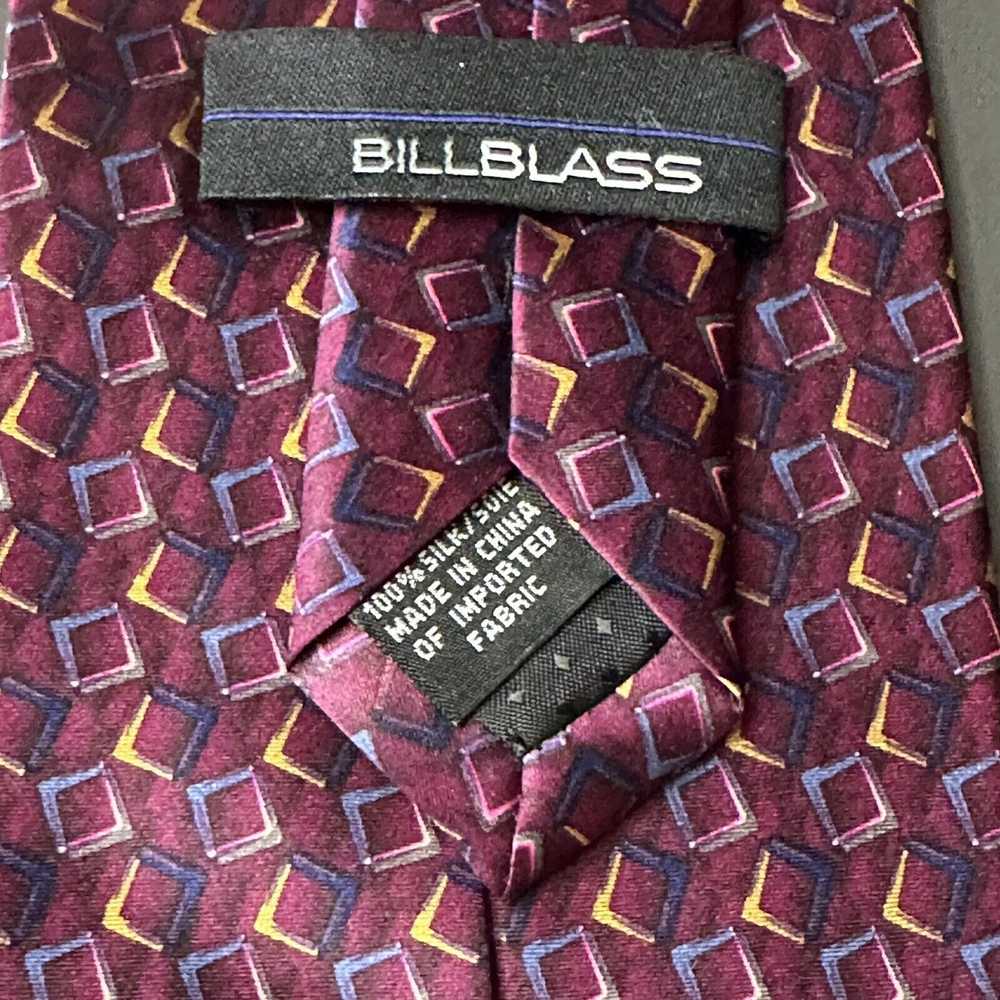 Bill Blass Bill Blass Tie Silk Maroon Geometric B… - image 3