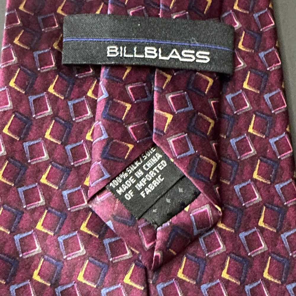 Bill Blass Bill Blass Tie Silk Maroon Geometric B… - image 4