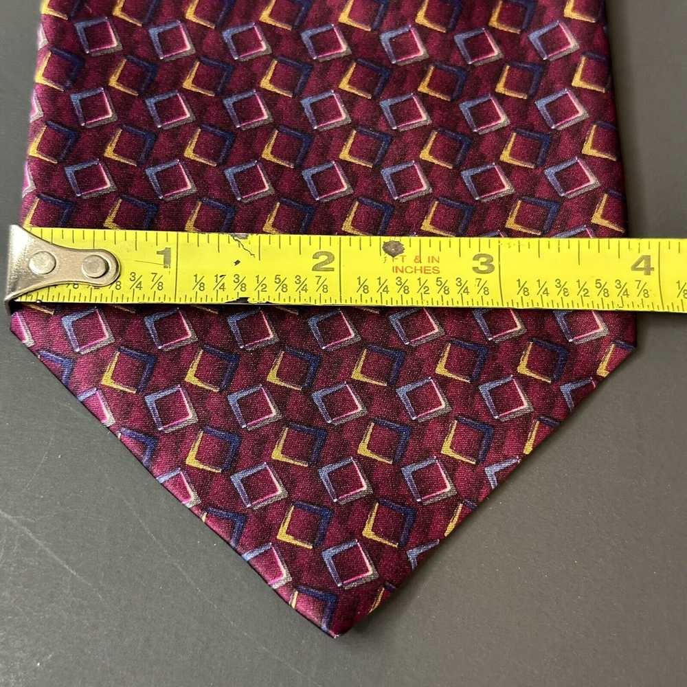 Bill Blass Bill Blass Tie Silk Maroon Geometric B… - image 5