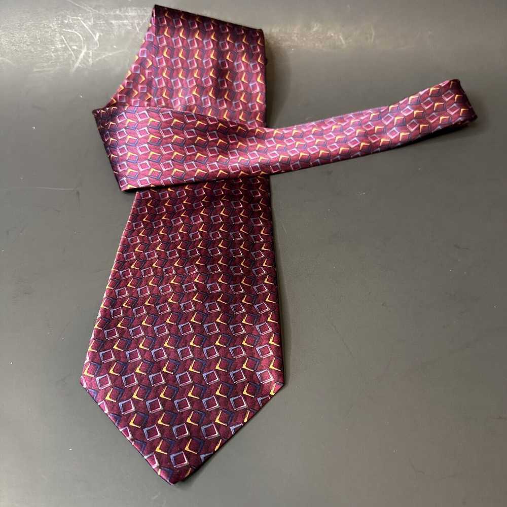 Bill Blass Bill Blass Tie Silk Maroon Geometric B… - image 6