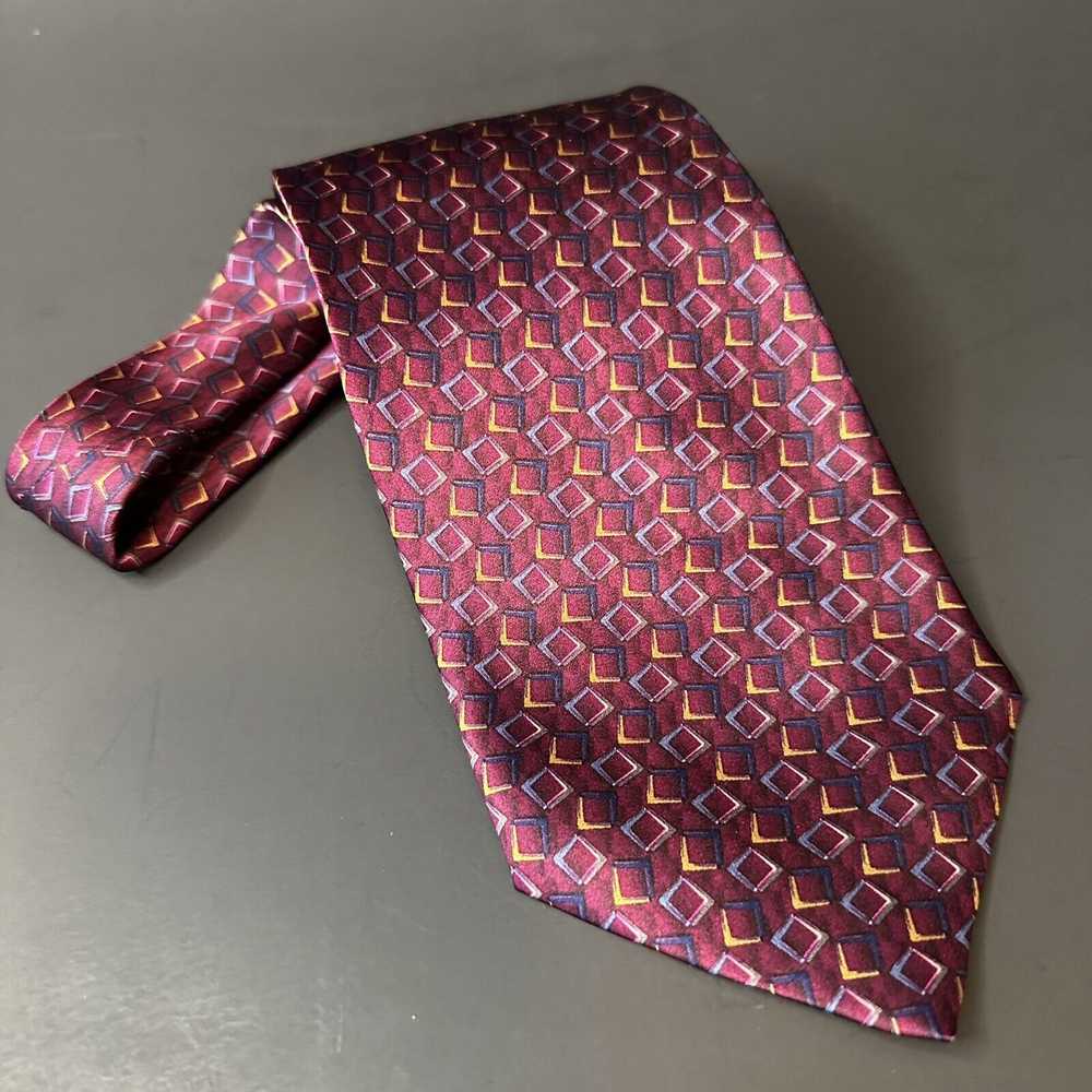 Bill Blass Bill Blass Tie Silk Maroon Geometric B… - image 8