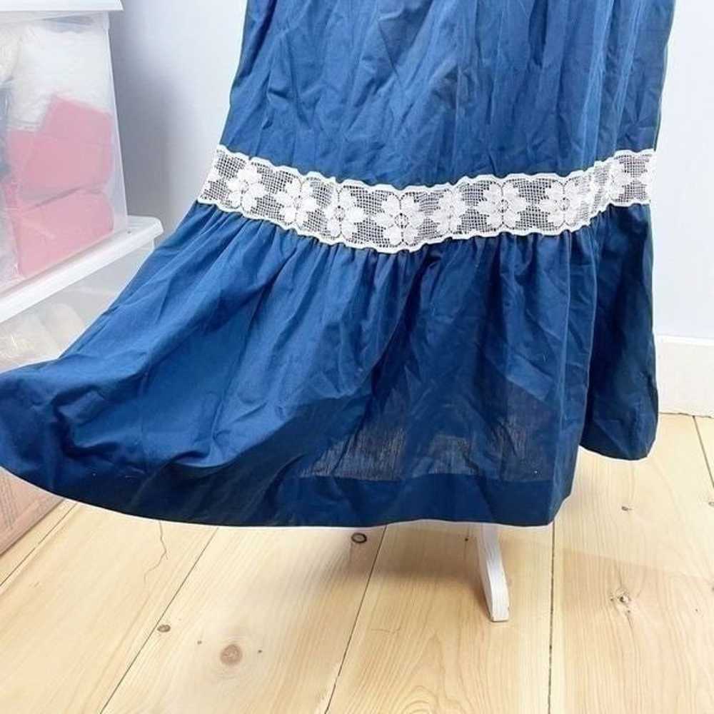 Vintage Peasant Dress small blue lace - image 10