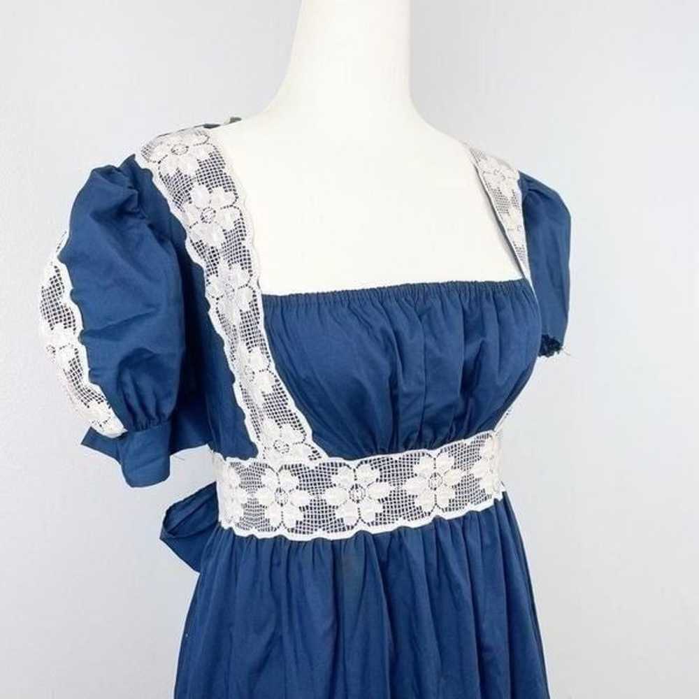 Vintage Peasant Dress small blue lace - image 2