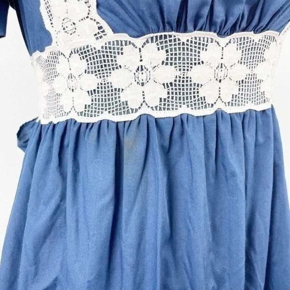 Vintage Peasant Dress small blue lace - image 7