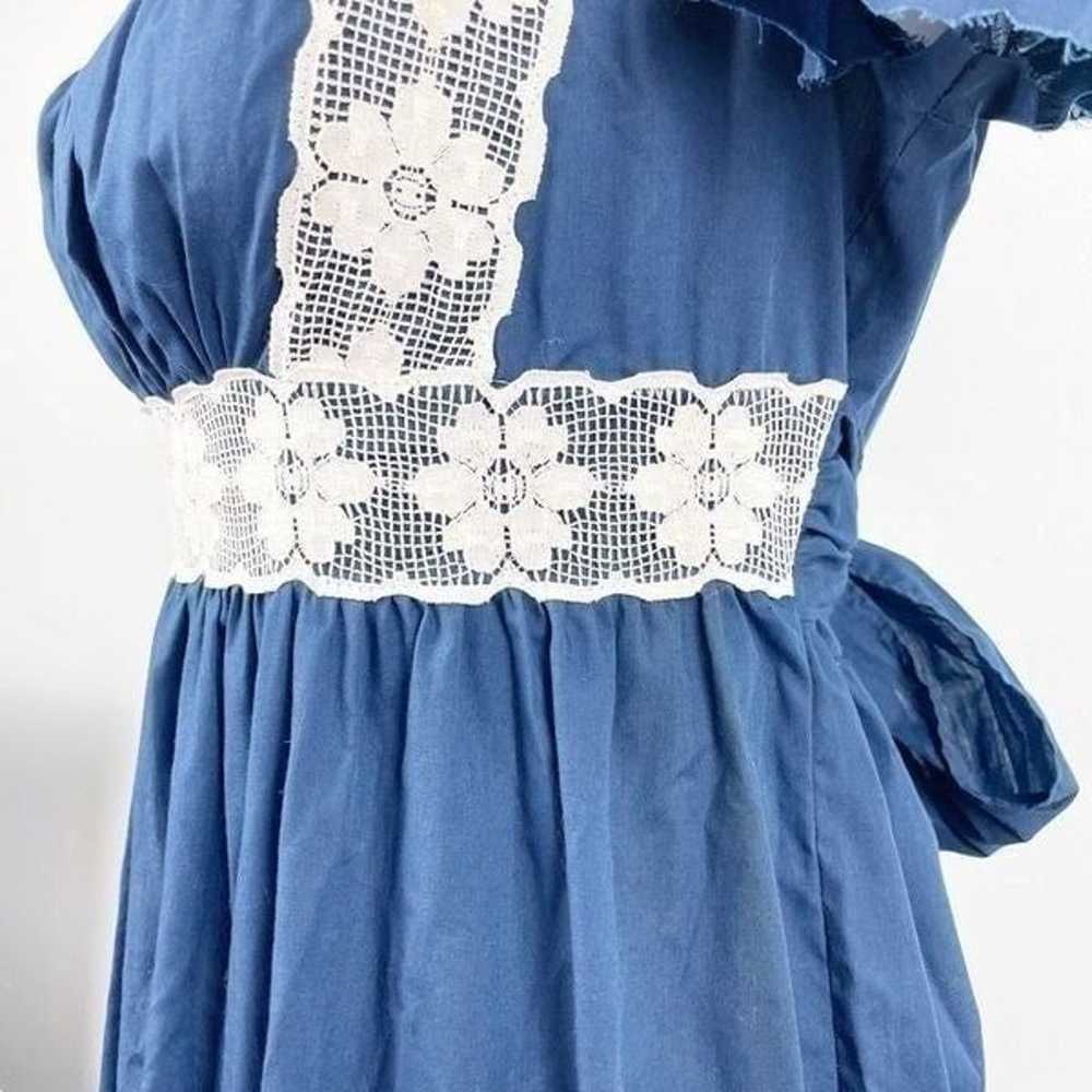 Vintage Peasant Dress small blue lace - image 8