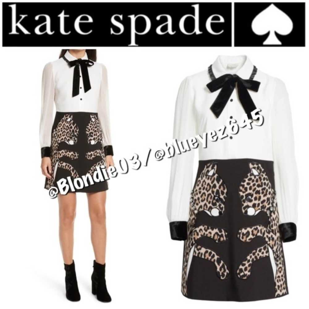 Kate Spade Leopard Appliqué Mini Shirtdress 8 - image 1