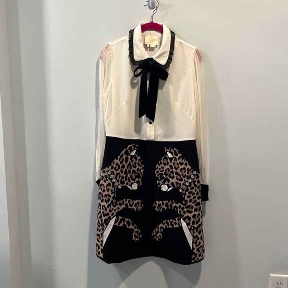 Kate Spade Leopard Appliqué Mini Shirtdress 8 - image 3