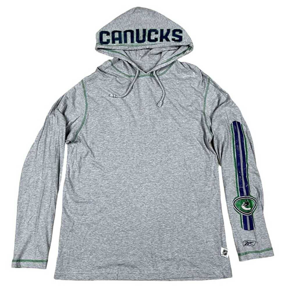 Reebok NHL Vancouver Canucks Grey Long Sleeve Hoo… - image 1