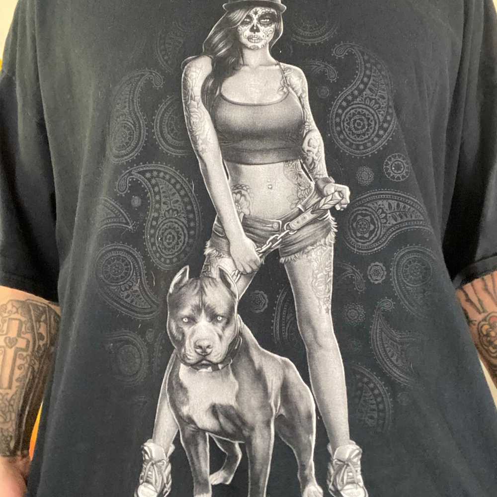 Tattooed Babe With A Pitbull Y2K Streetwear T-Shi… - image 3
