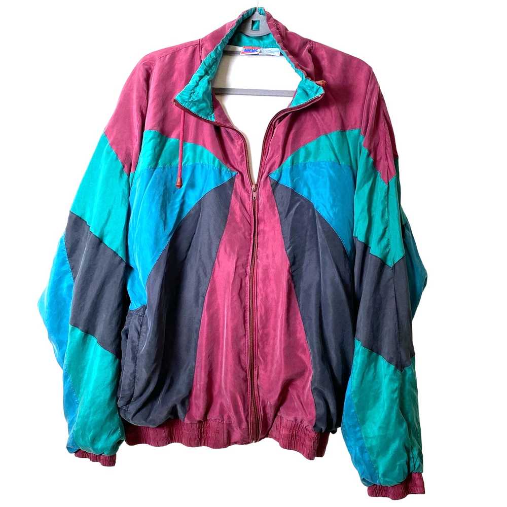 Athletic Works SILK Windbreaker Jacket Colorful R… - image 1