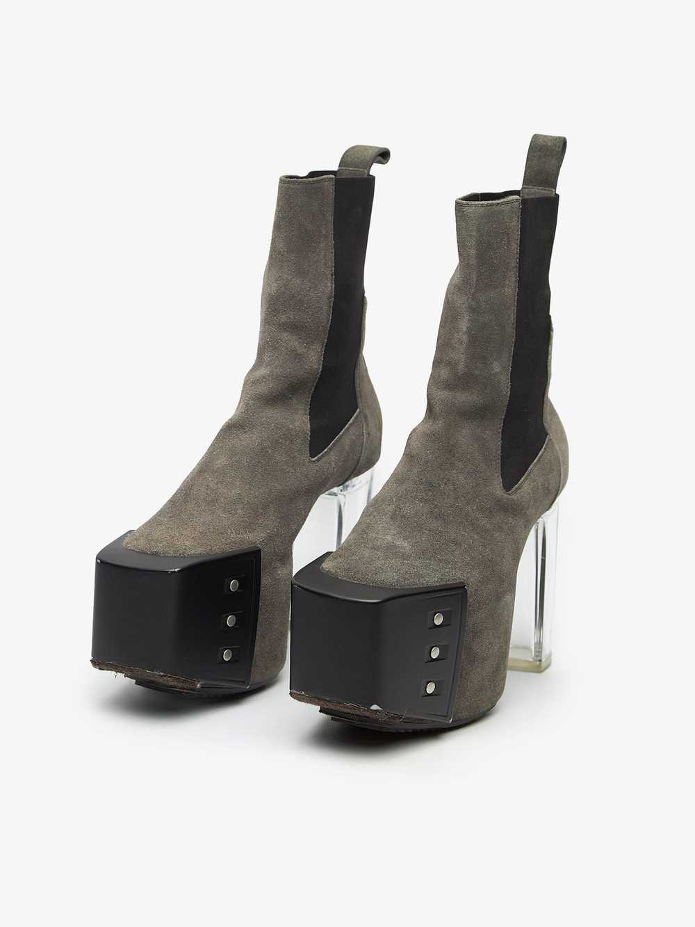 Rick Owens Gray Suede Kiss Suede Heel Boots - image 2