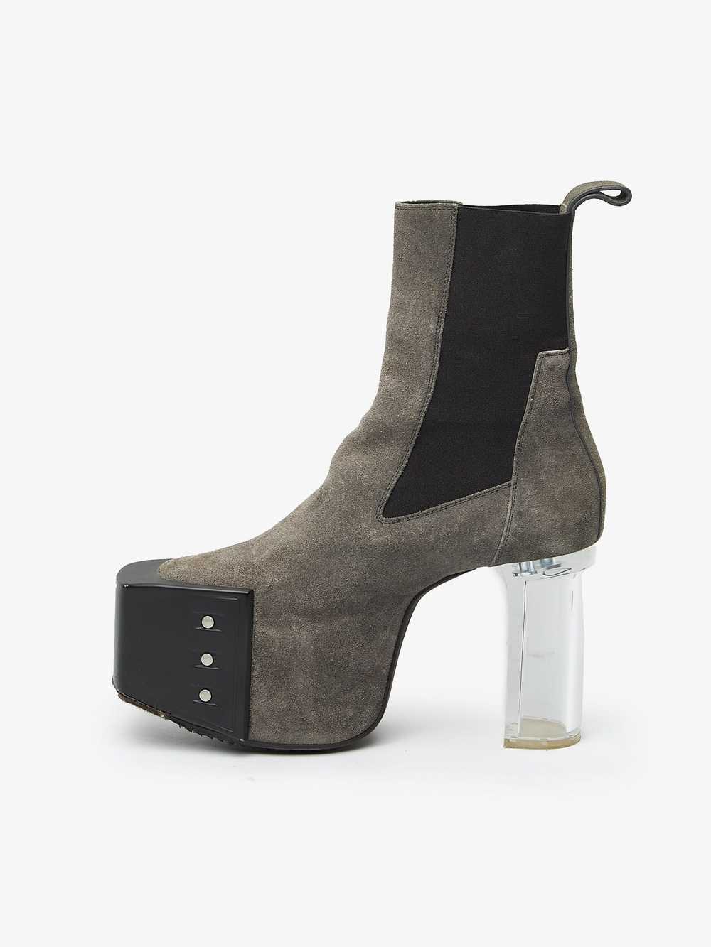 Rick Owens Gray Suede Kiss Suede Heel Boots - image 3