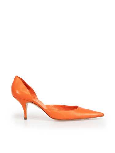 Balenciaga Orange Leather Pointed Toe Heels
