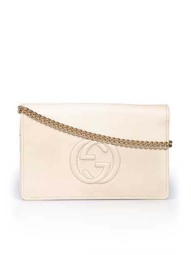 Gucci Ivory Pebbled Calfskin Soho Wallet on Chain - image 1