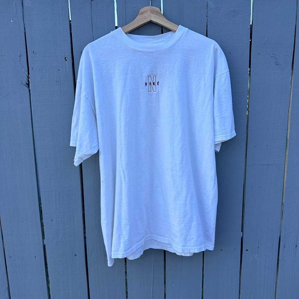 Vintage Nike Center Swoosh Embroidered Tshirt 90s… - image 1