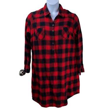 Merona Sleep Shirt Buffalo Plaid Size XXL Red Bla… - image 1