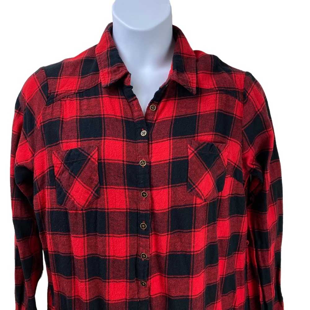 Merona Sleep Shirt Buffalo Plaid Size XXL Red Bla… - image 2
