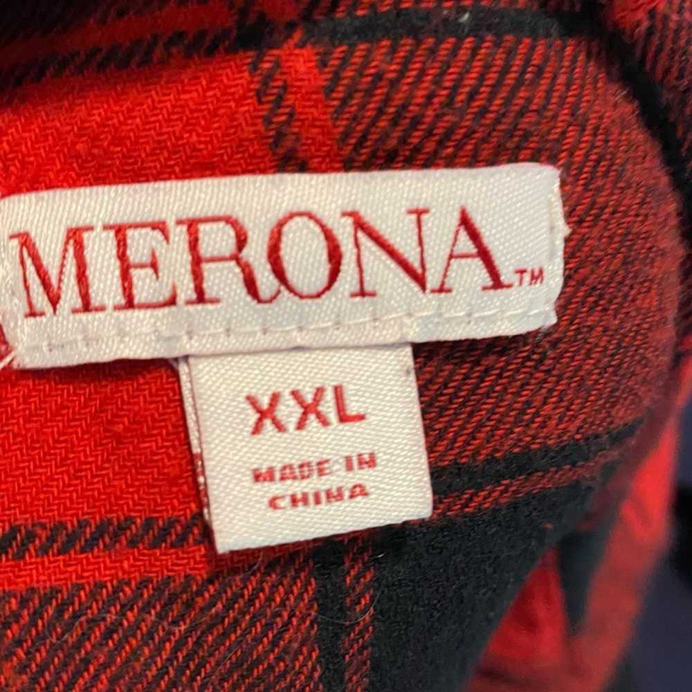 Merona Sleep Shirt Buffalo Plaid Size XXL Red Bla… - image 5