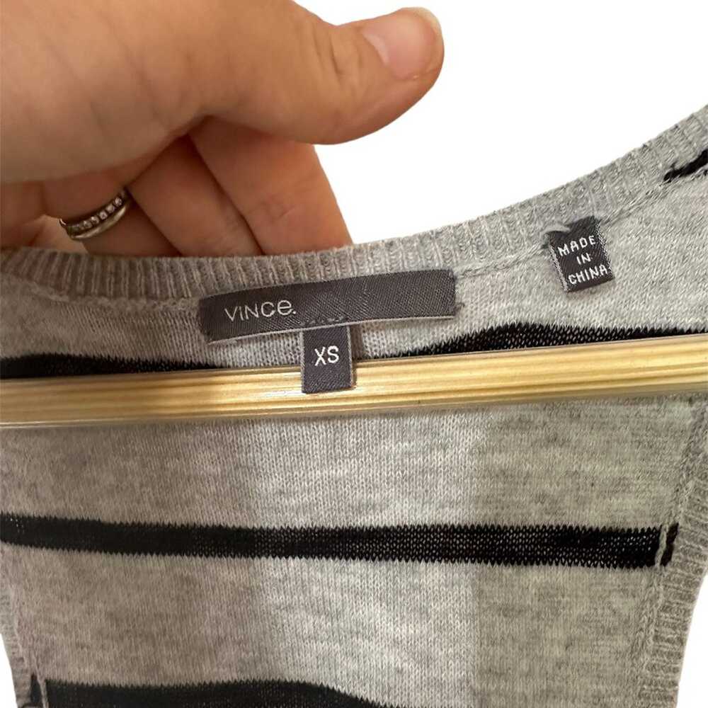 VINCE Woman's Gray & Black striped cotton Knit Ta… - image 2