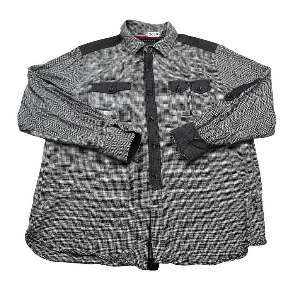 Sean John Shirt Mens L Gray Black Long Sleeve But… - image 1