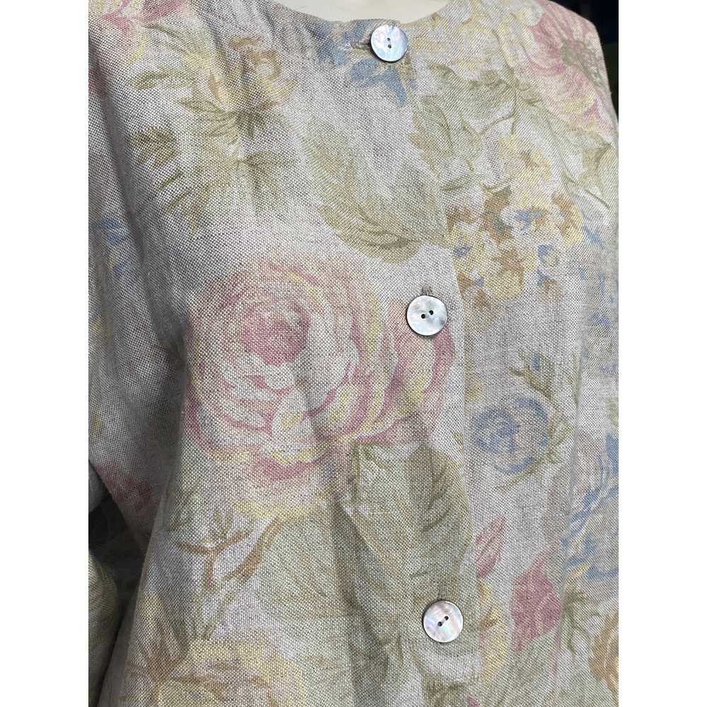 VTG Smith & Hawken Jacket Large Floral Linen Lage… - image 3