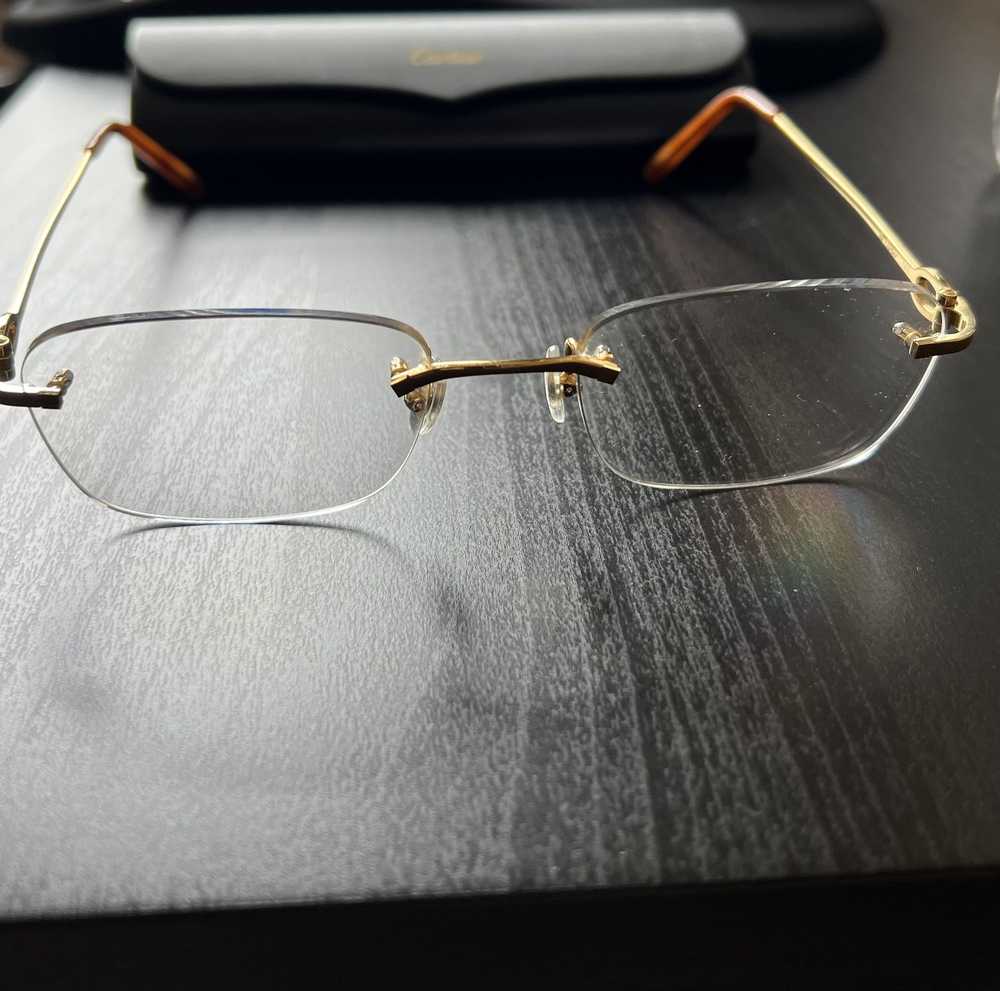 Cartier CT0050O Gold Rimless Glasses France 53-20… - image 3