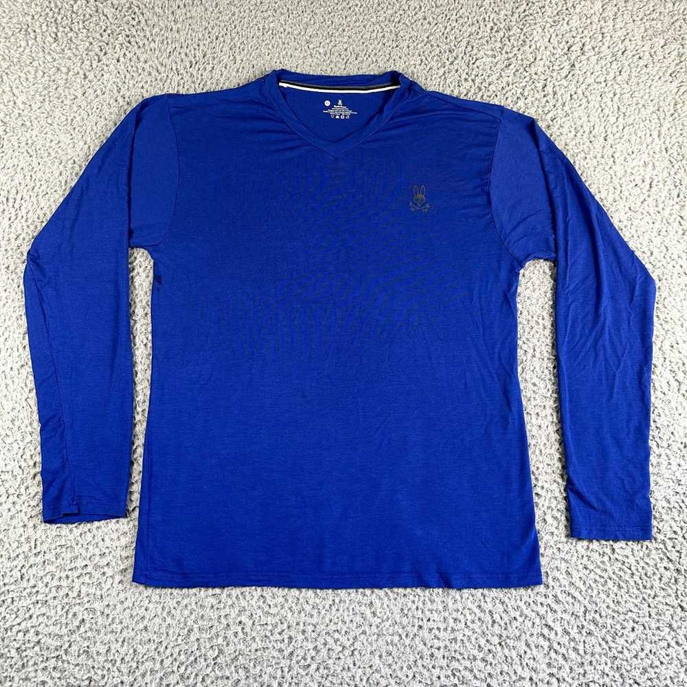 Psycho Bunny Shirt Men's XL Blue V Neck Tee Long … - image 1