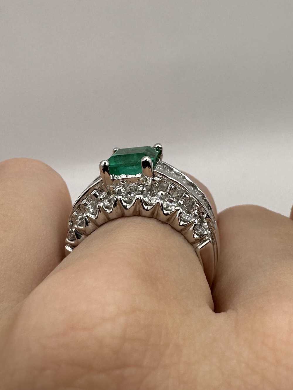 18k Diamond and Emerald Wide Band Ring - image 10