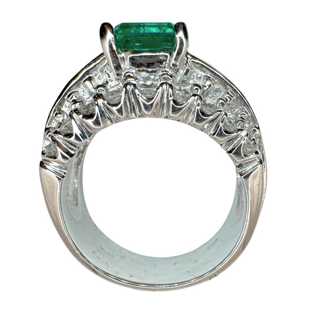 18k Diamond and Emerald Wide Band Ring - image 7