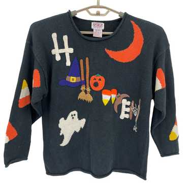 PBJ Sport Vintage Halloween Sweater Witch Pumpkin… - image 1