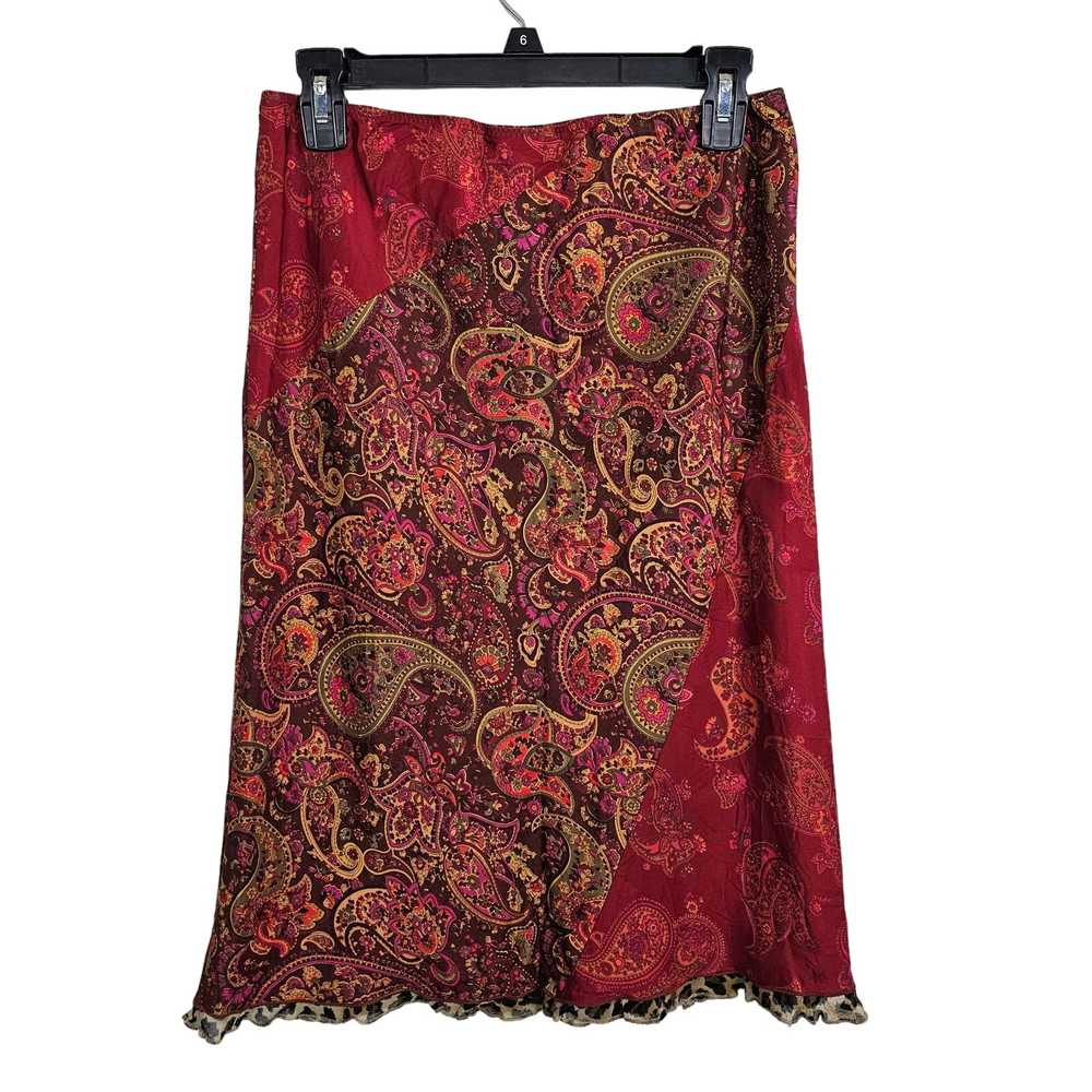 Express Skirt Womens S Paisley Red Silk Y2K - image 1