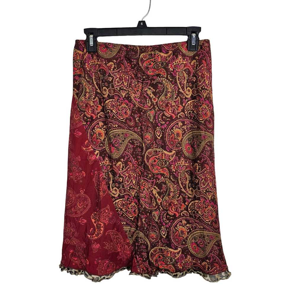 Express Skirt Womens S Paisley Red Silk Y2K - image 2