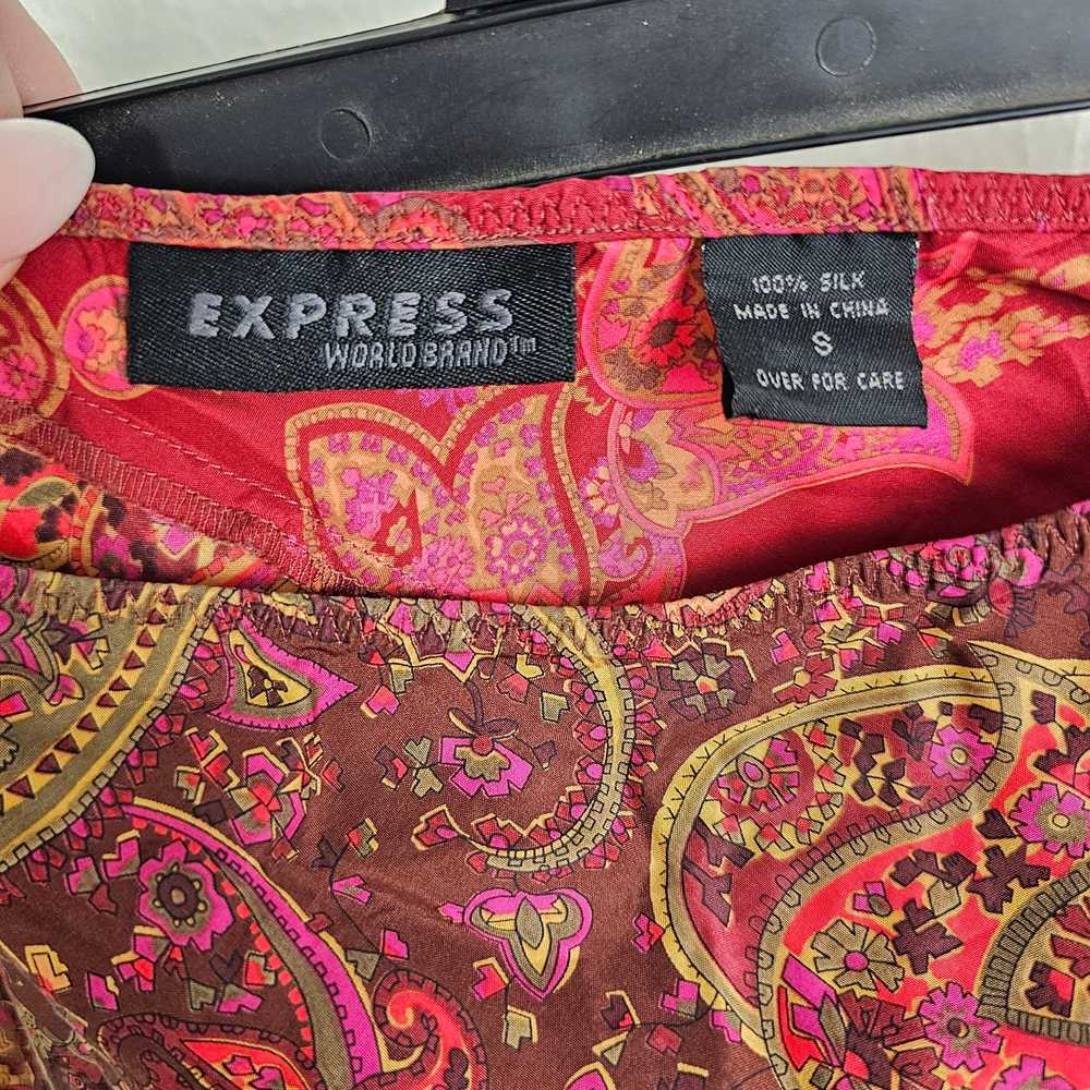 Express Skirt Womens S Paisley Red Silk Y2K - image 3