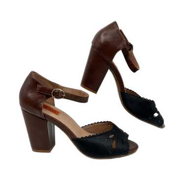 Miz Mooz Brown and Black Rhoda Block Heels | Leath