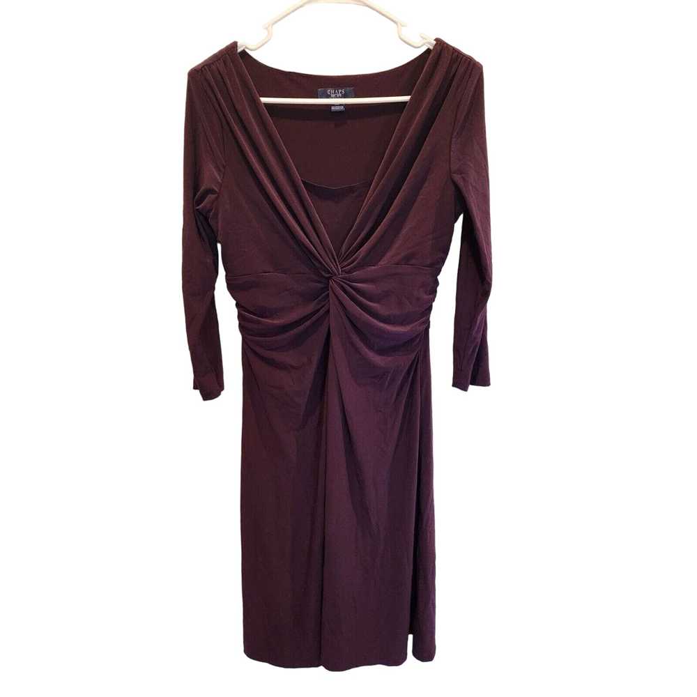 Chaps Womens Sz M Midi Dress Dark Purple Long Sle… - image 1