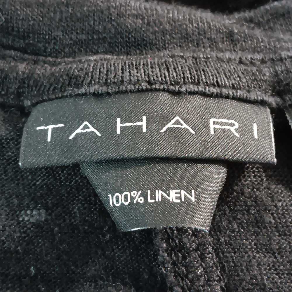 Tahari 100% Linen Tee Size Large Black High Low V… - image 5