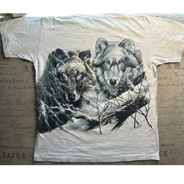 Vintage 1990s Nature Wolf Big Face T-Shirt