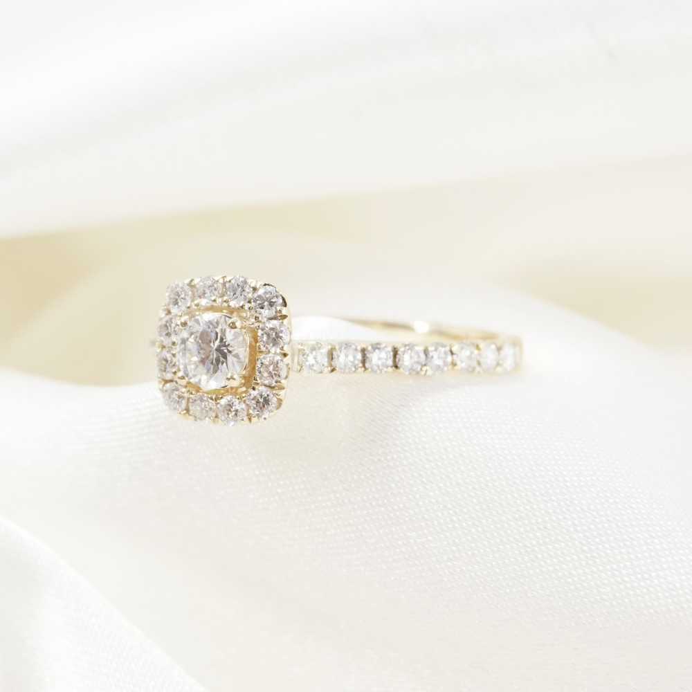 10K Yellow Gold Halo Engagement Ring with Lab Cre… - image 10