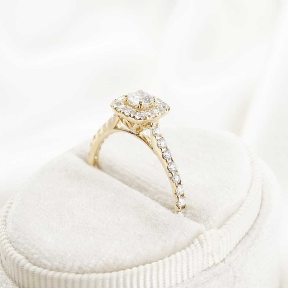 10K Yellow Gold Halo Engagement Ring with Lab Cre… - image 12