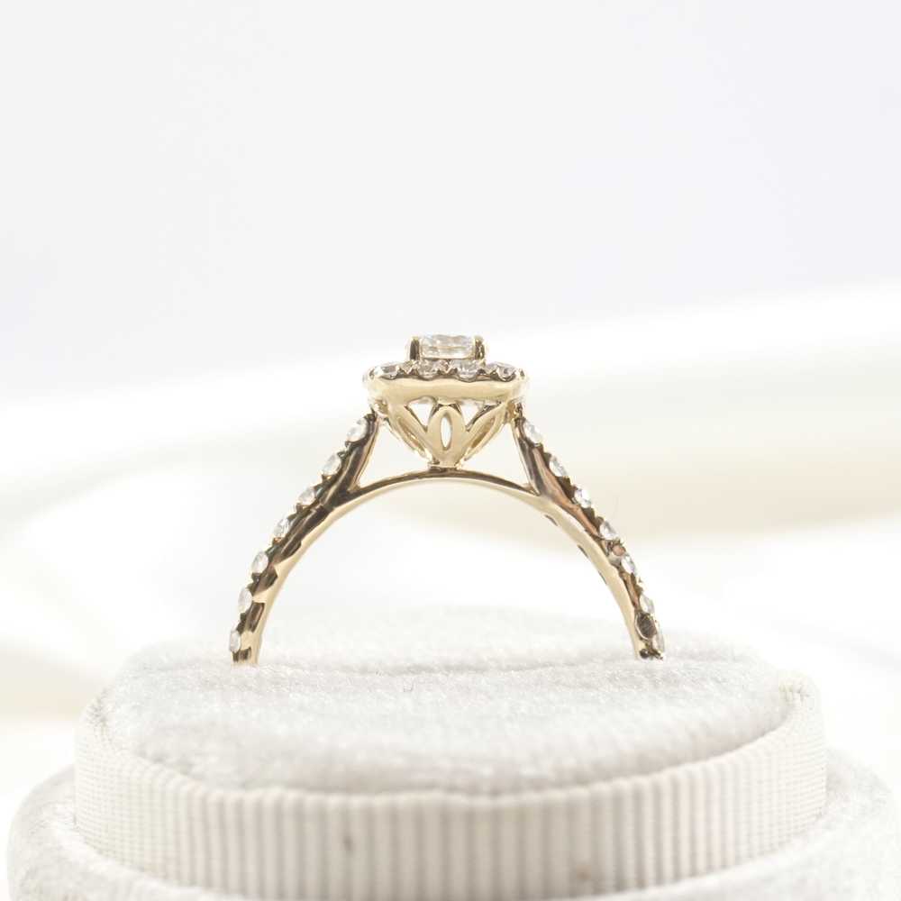 10K Yellow Gold Halo Engagement Ring with Lab Cre… - image 2