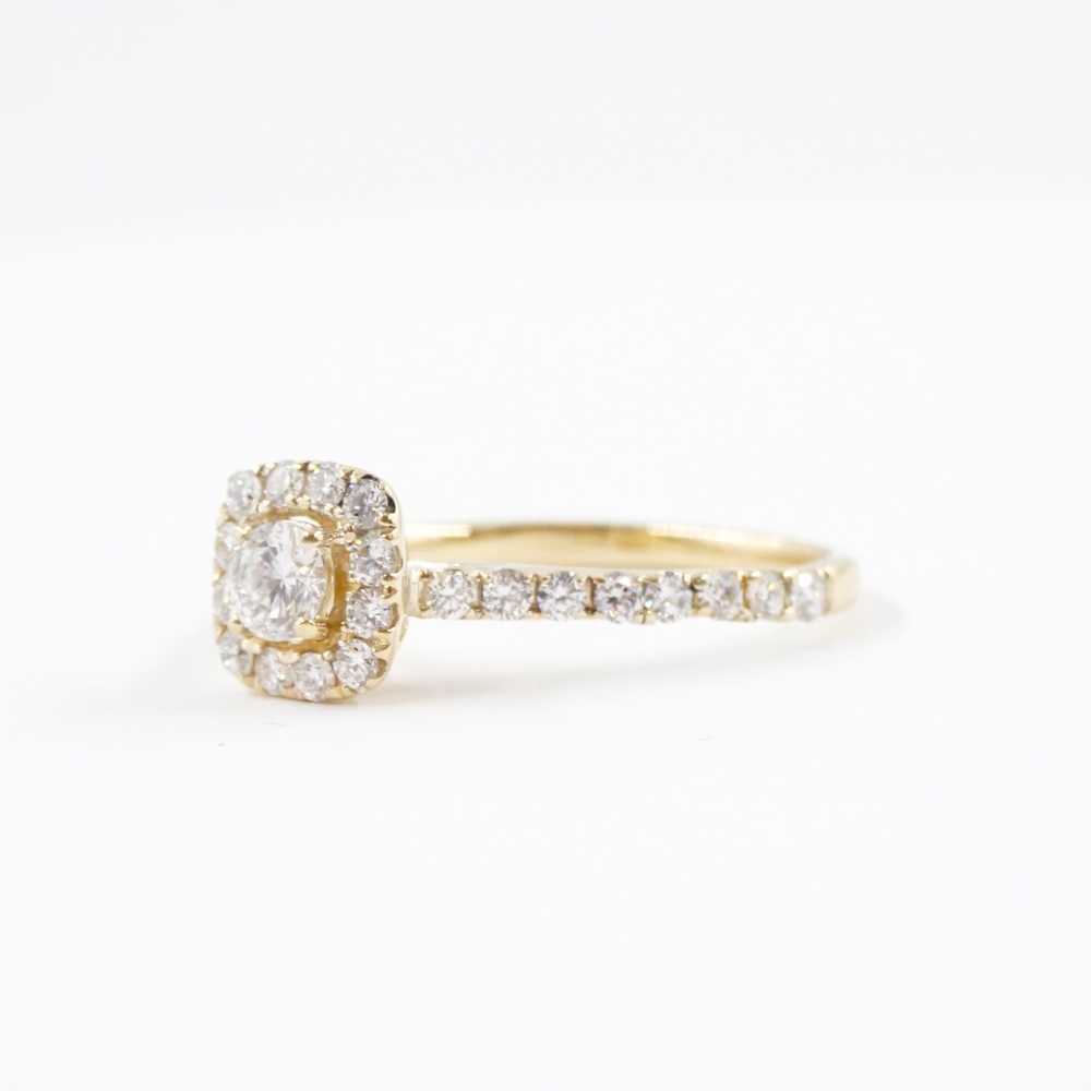 10K Yellow Gold Halo Engagement Ring with Lab Cre… - image 4