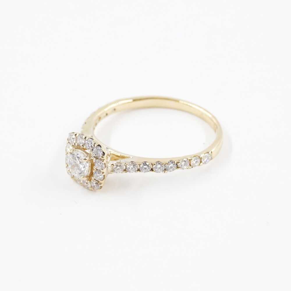 10K Yellow Gold Halo Engagement Ring with Lab Cre… - image 6