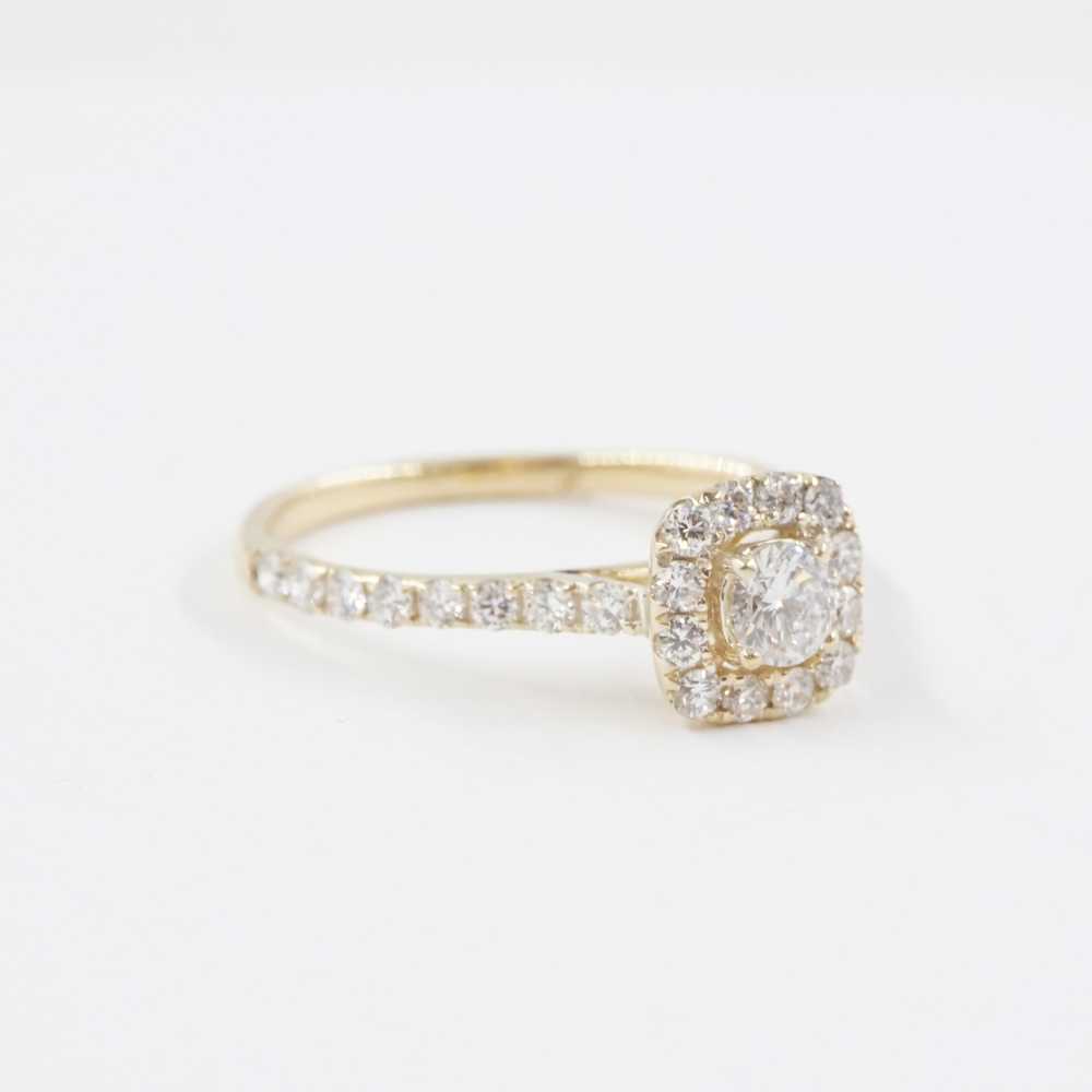 10K Yellow Gold Halo Engagement Ring with Lab Cre… - image 7