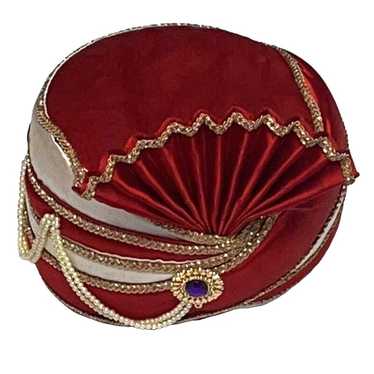 Vintage Men Indian Wedding Groom Turban Red - image 1