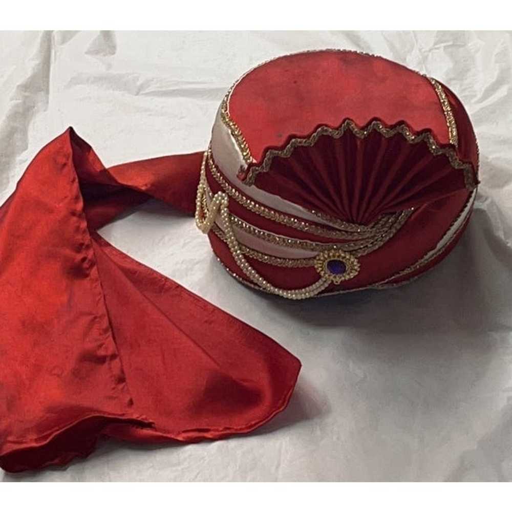 Vintage Men Indian Wedding Groom Turban Red - image 3