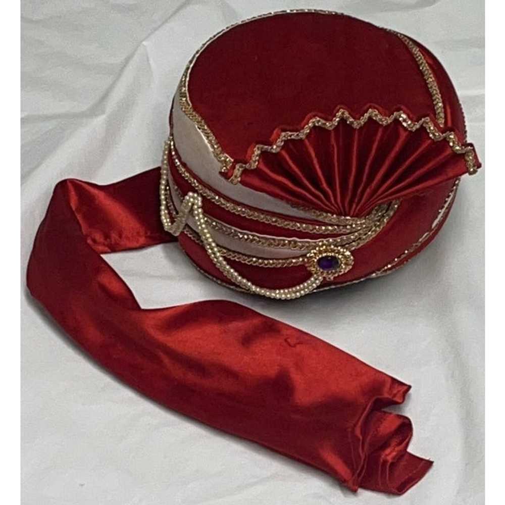 Vintage Men Indian Wedding Groom Turban Red - image 4