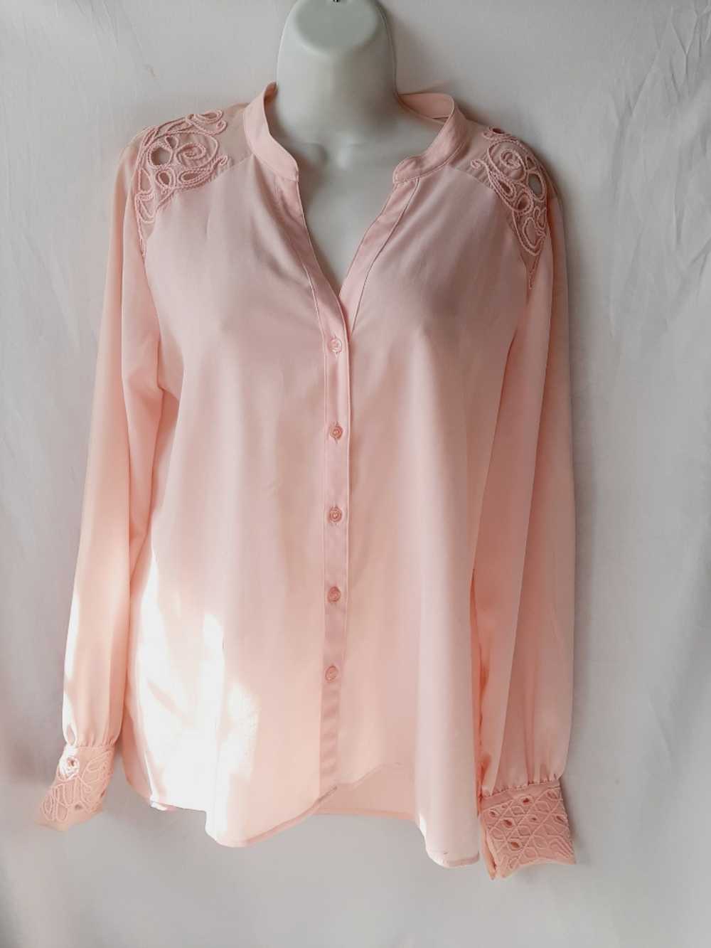 Grace Elements pink button front lace medium dres… - image 1
