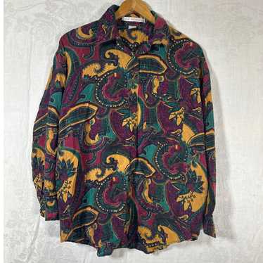 Jack Mulqueen Silk Shirt Medium Paisley Button Mu… - image 1