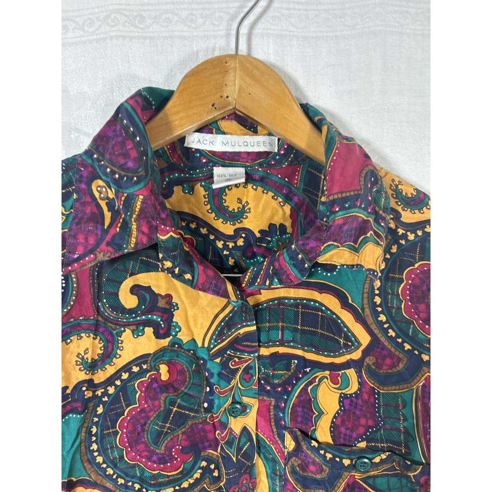 Jack Mulqueen Silk Shirt Medium Paisley Button Mu… - image 6